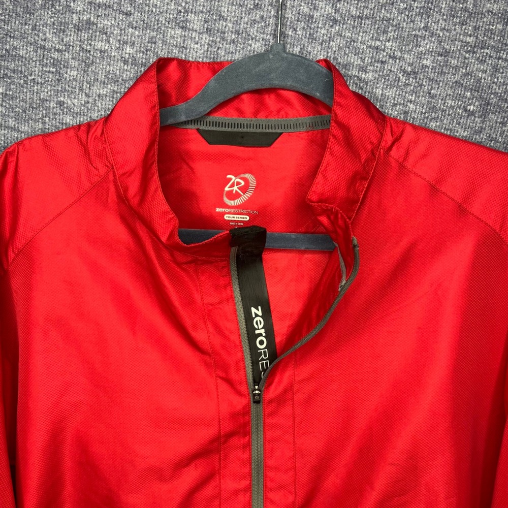 Zero Restriction Tour Series Mens Golf Jacket‎ Red Full Zip Large Windbreaker